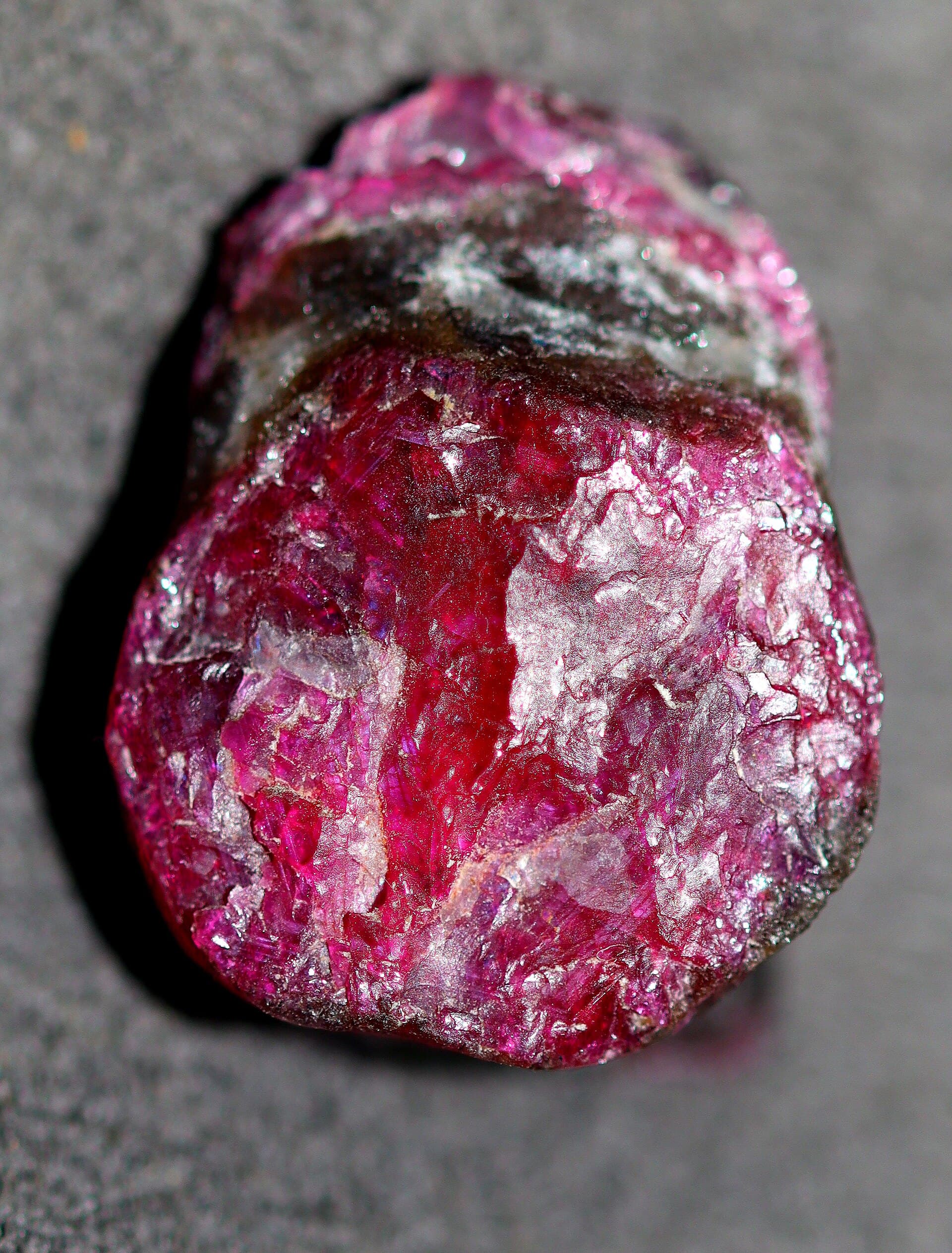 A natural ruby crystal before cutting